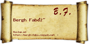 Bergh Fabó névjegykártya